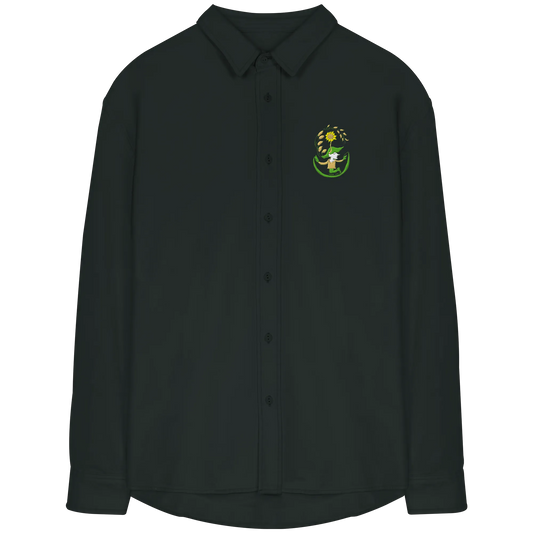 Hooded hope embroidery - Organic Relaxed Button-Up Shirt