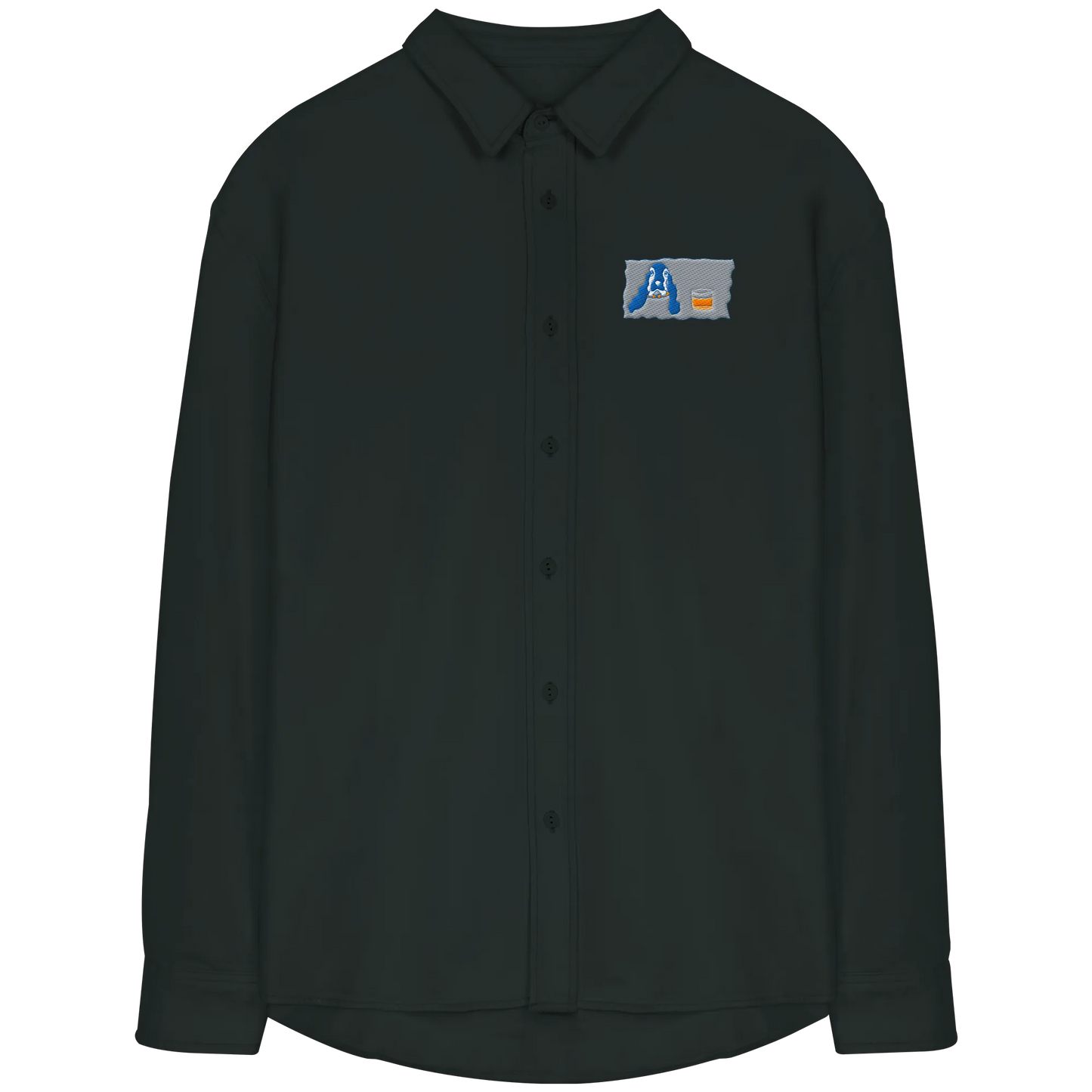 Scotch Dog embroidery - Organic Relaxed Button-Up Shirt
