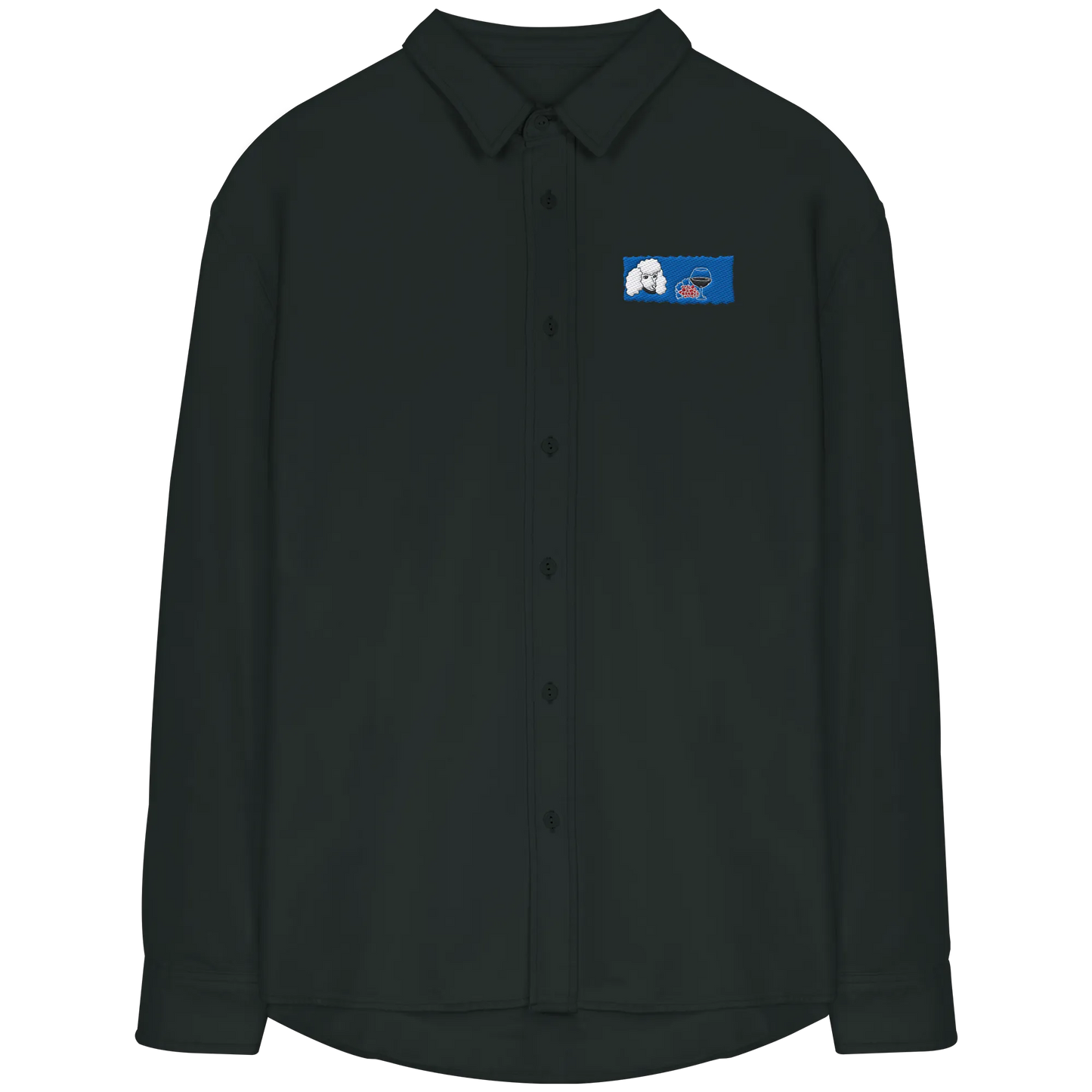 Wine Dog Embroidery - Organic Relaxed Button-Up Shirt