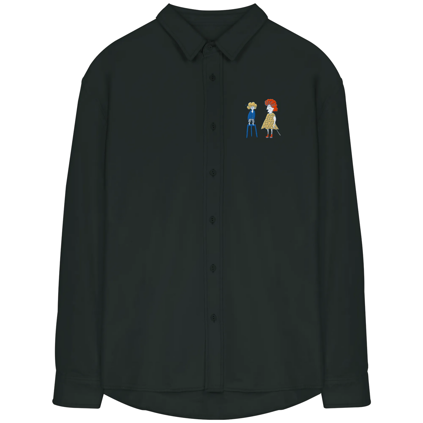 Grandma Embroidery - Organic Relaxed Button-Up Shirt