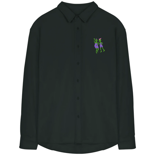 Dancing Aliens Embroidered! - Organic Relaxed Button-Up Shirt