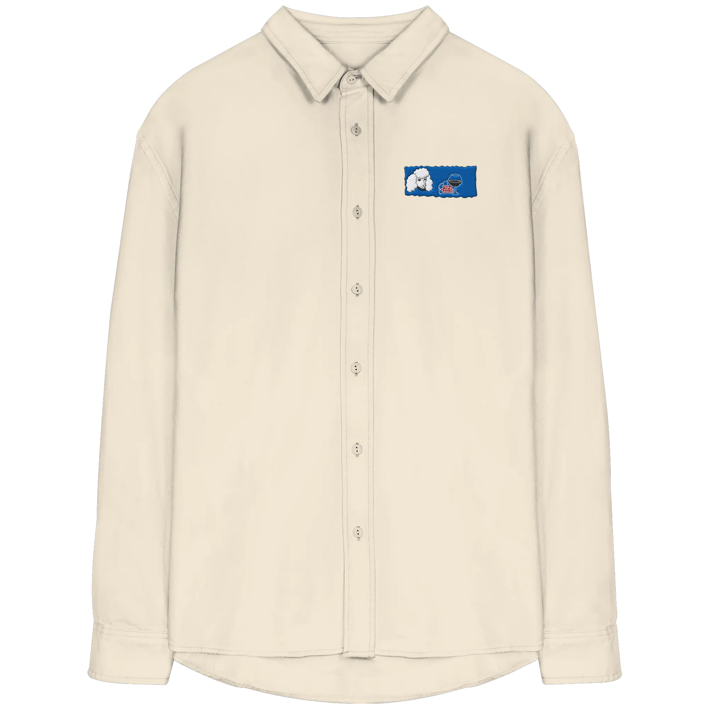 Wine Dog Embroidery - Organic Relaxed Button-Up Shirt