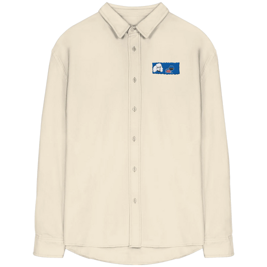 Wine Dog Embroidery - Organic Relaxed Button-Up Shirt