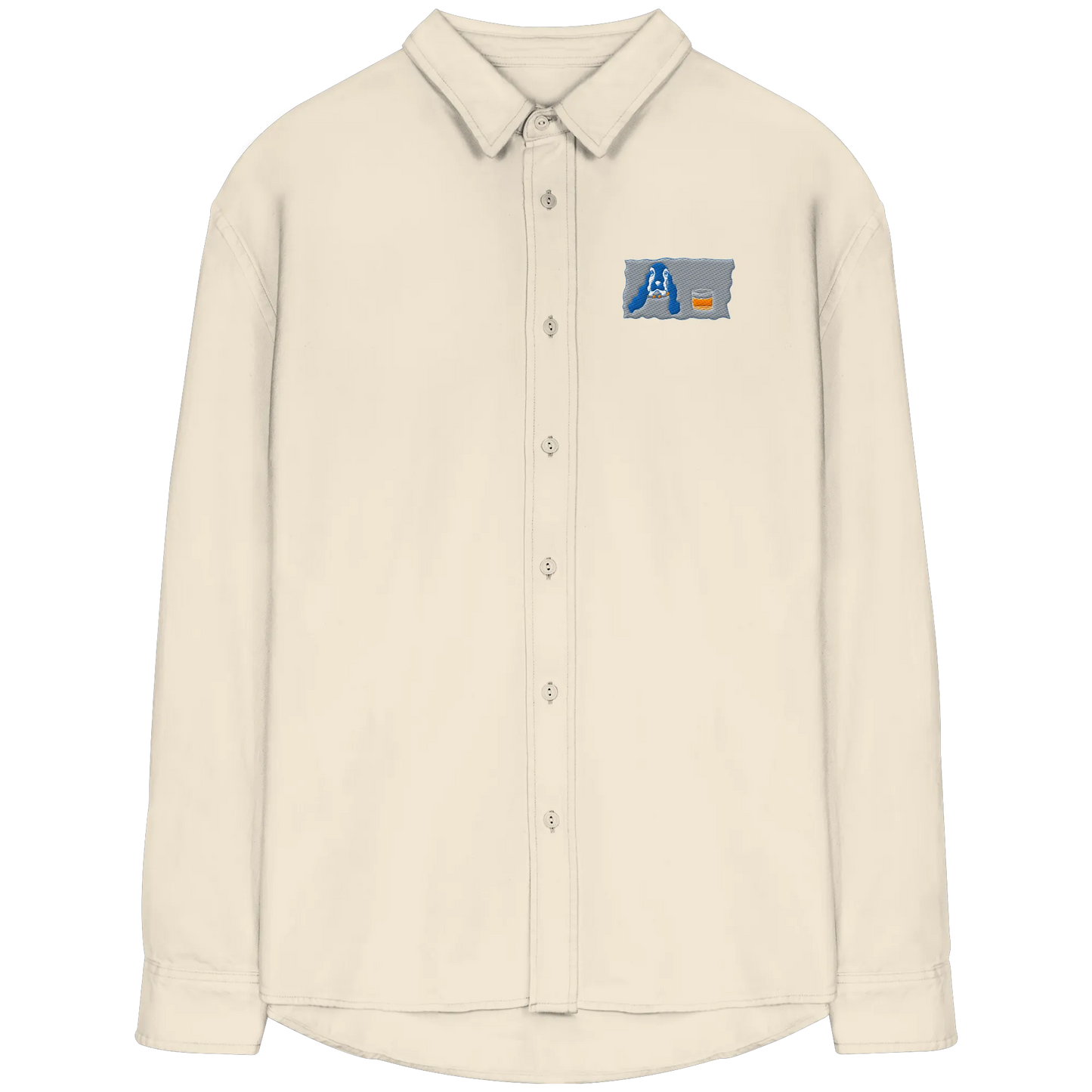 Scotch Dog embroidery - Organic Relaxed Button-Up Shirt