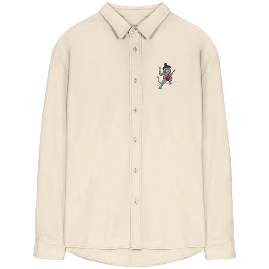 rockstar embroidery - Organic Relaxed Button-Up Shirt