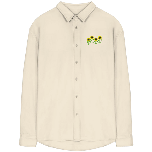 Sunflower Embroidery - Organic Relaxed Button-Up Shirt