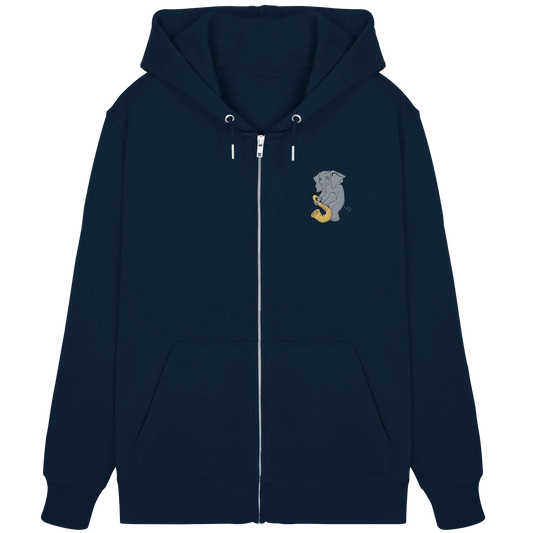 A sad elephant embroidered - Organic Zipper