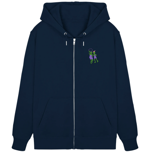 Dancing Aliens Embroidery - Organic Zipper (Stick)