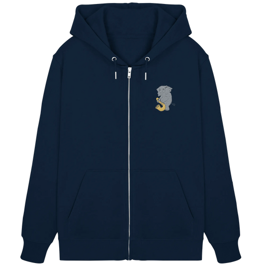 A sad Elephant Embroidery - Organic Zipper (Stick)