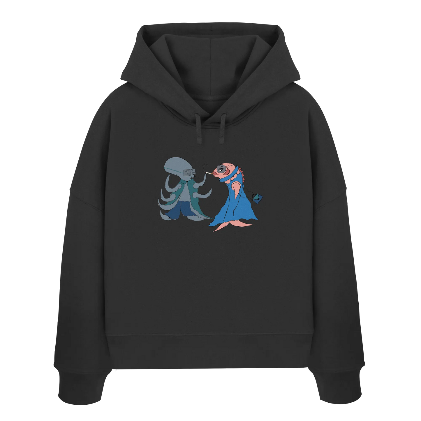 Octo and Fishy - Womens Organic Boxcut Hoodie