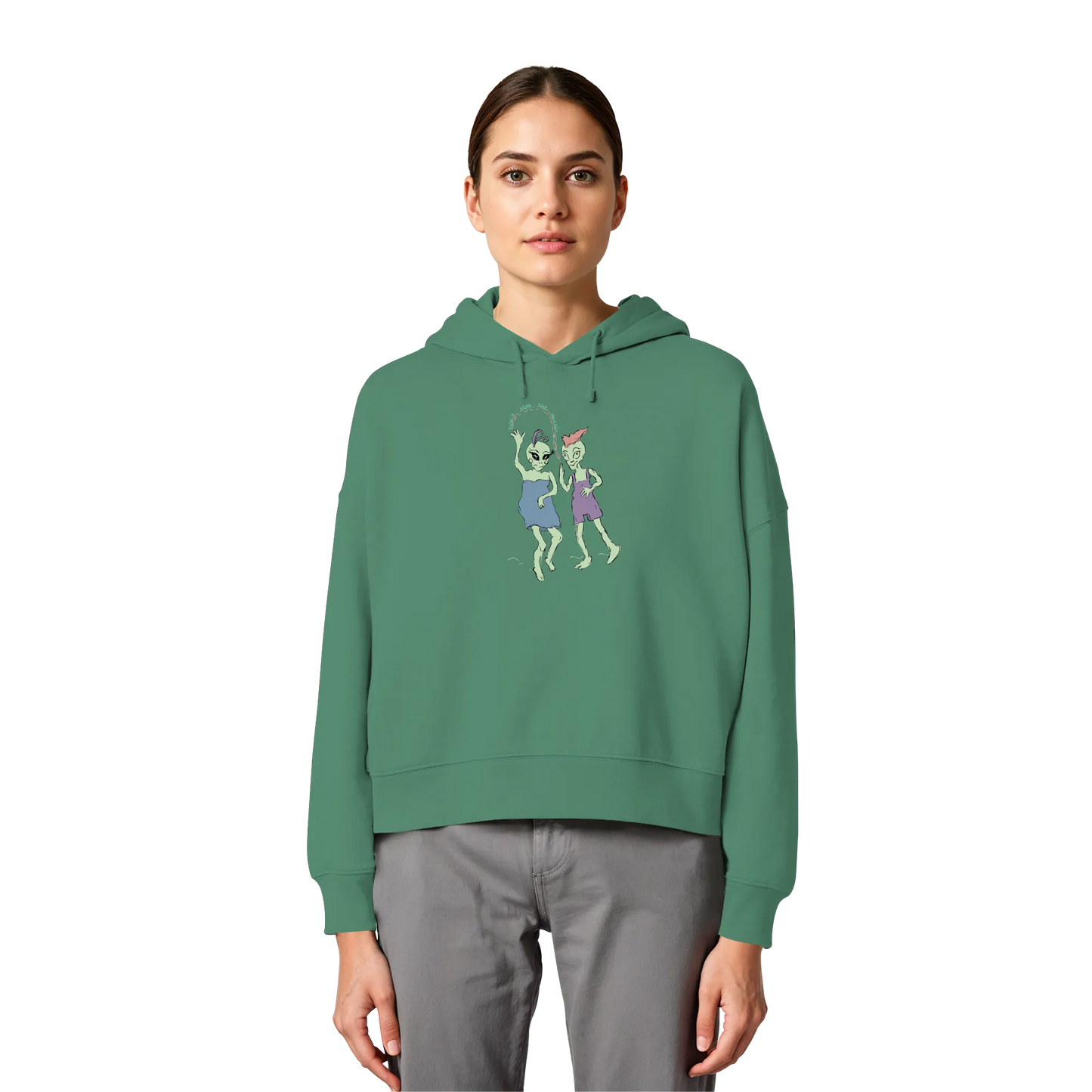 Dancing Aliens! - Womens Organic Boxcut Hoodie