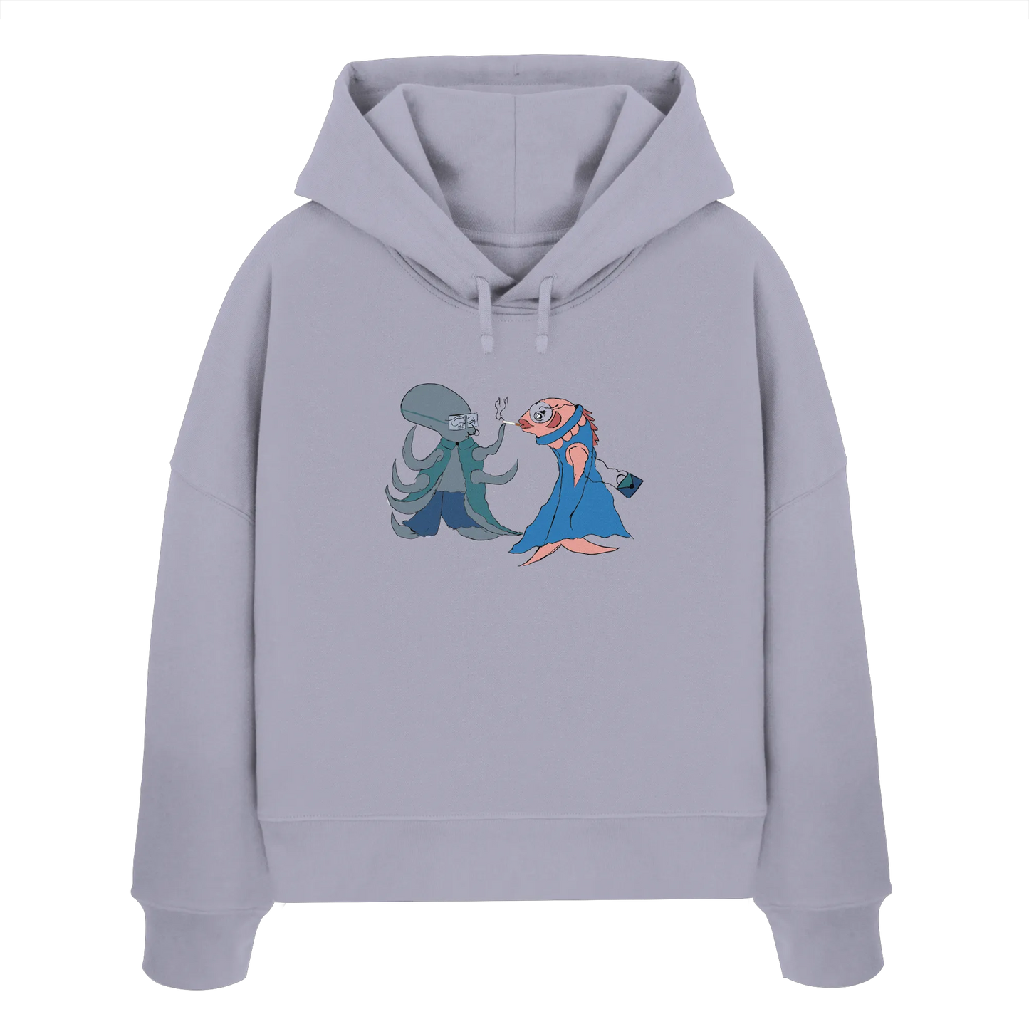 Octo and Fishy - Womens Organic Boxcut Hoodie
