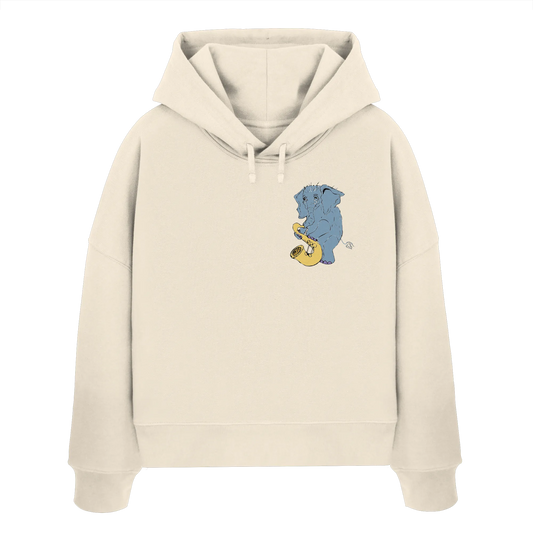 A sad Elephant  - Womens Organic Boxcut Hoodie