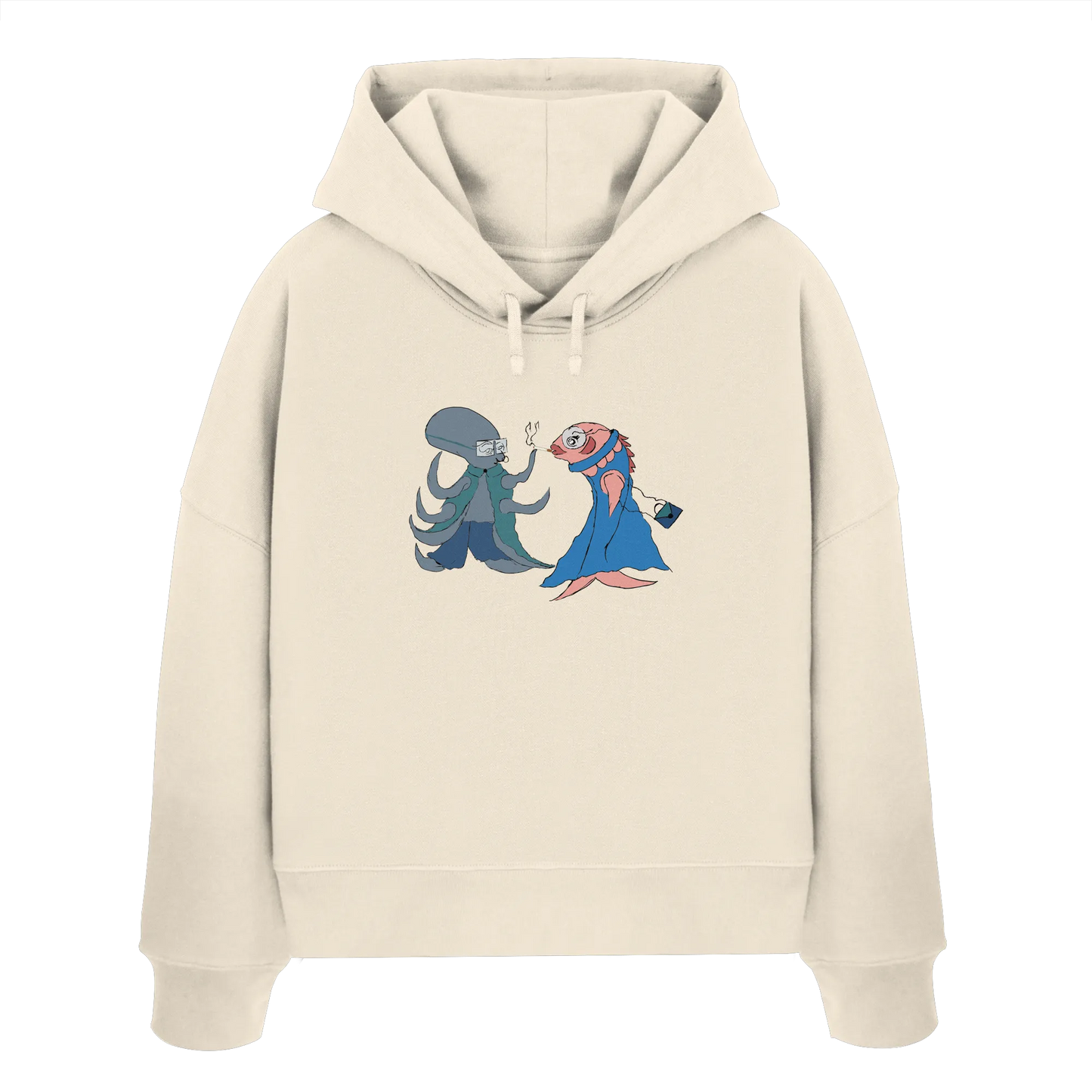 Octo and Fishy - Womens Organic Boxcut Hoodie